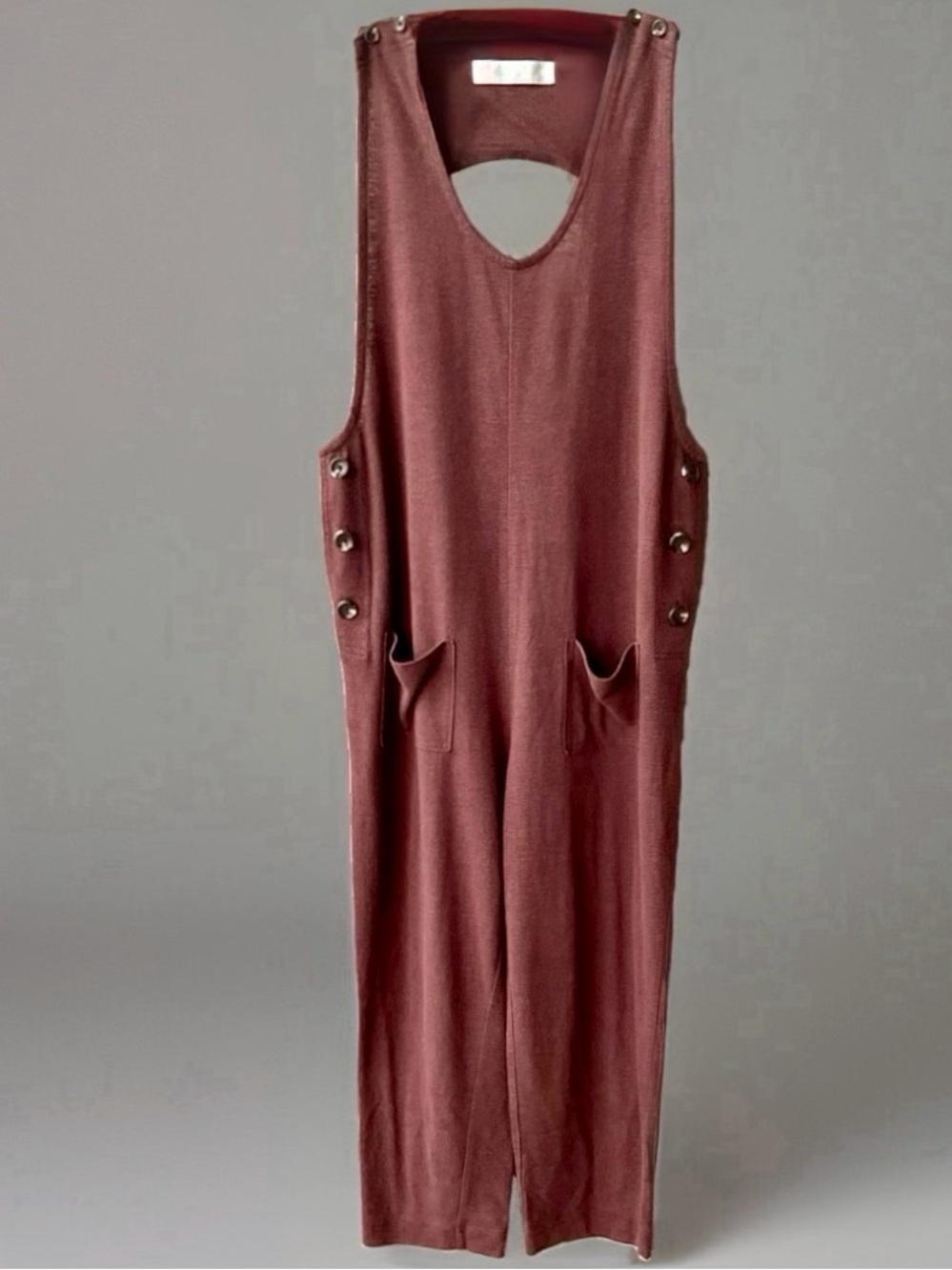 Free People Beach Cut Out Back Oversized Dropped Crotch Cropped Jumpsuit, Sz XS